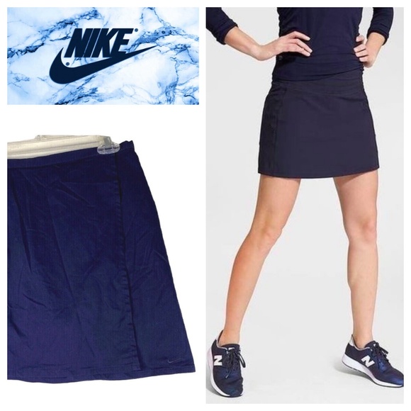 Nike Dri-Fit Medium 8 Skort Skirt Built in Shorts Navy Blue Golf Tennis Flat - Picture 1 of 4